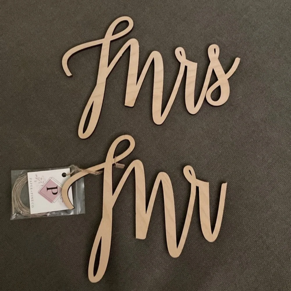 Mr. and Mrs. wooden wedding cutouts